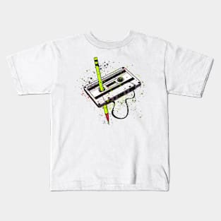 rewind cassette tape splash art style Kids T-Shirt